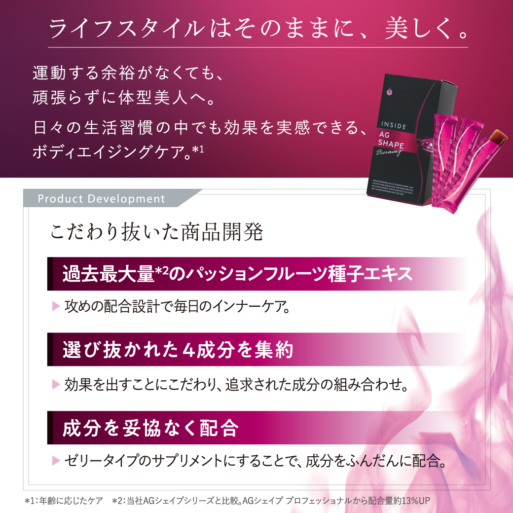 運動せずに美しく。ライフスタイルを変えずに続けられる、ゼリータイプのボディエイジングケアサプリ