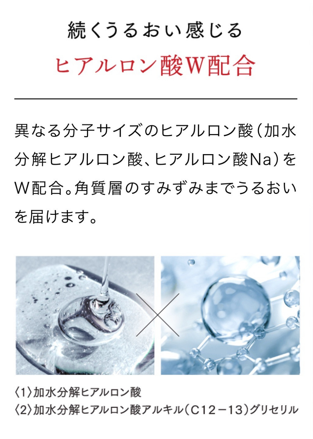 加水分解ヒアルロン酸とヒアルロン酸NaのW配合で角質層までしっかりうるおいを届けるエニシーグローパックリッチプレシャスの保湿ケア