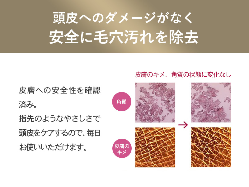 角質やキメを傷つけず、やさしく毛穴汚れを除去する安心設計