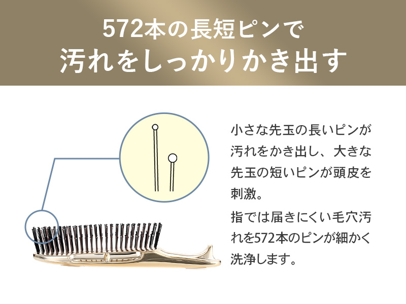 シャンプーブラシ ワールドプレミアムショート｜572本の長短ピンが毛穴の奥の汚れをしっかりかき出す頭皮ケアブラシ